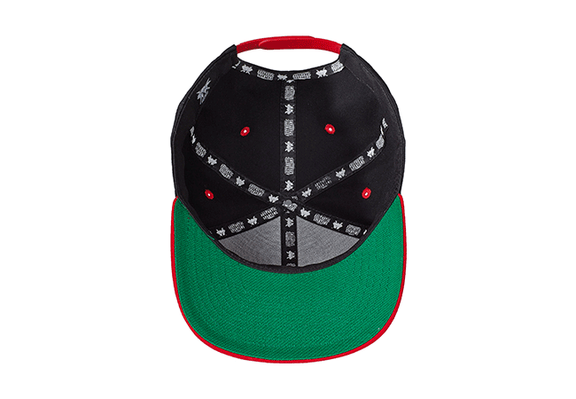 Snapback Cap schwarz rot 541 Unterseite